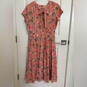 DownEast Pink Floral Casual Dress